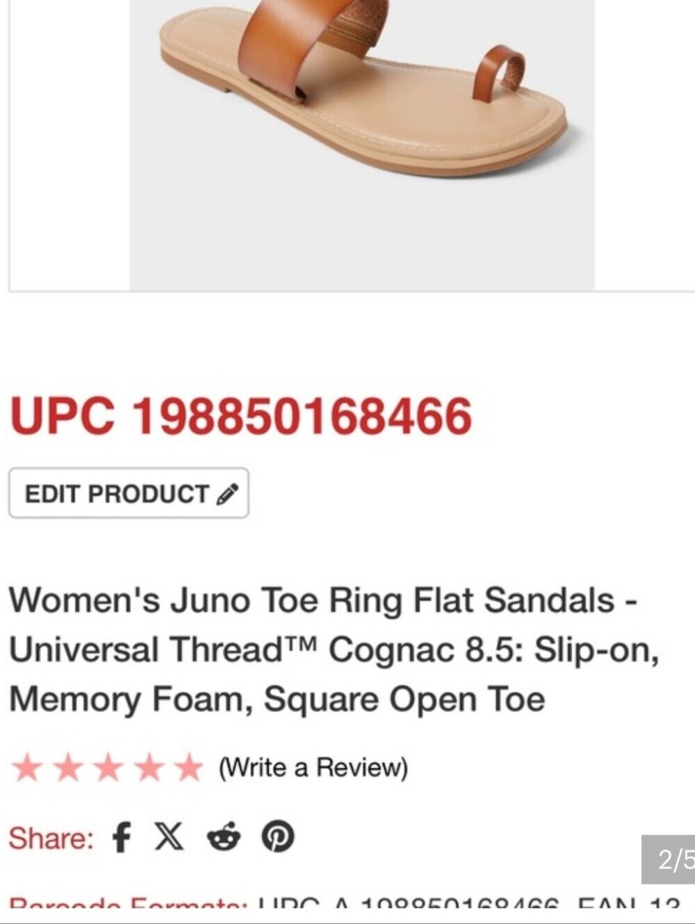 Universal Thread Juno Toe Ring Flat Sandals Cognac 8.5 - Picture 3 of 6
